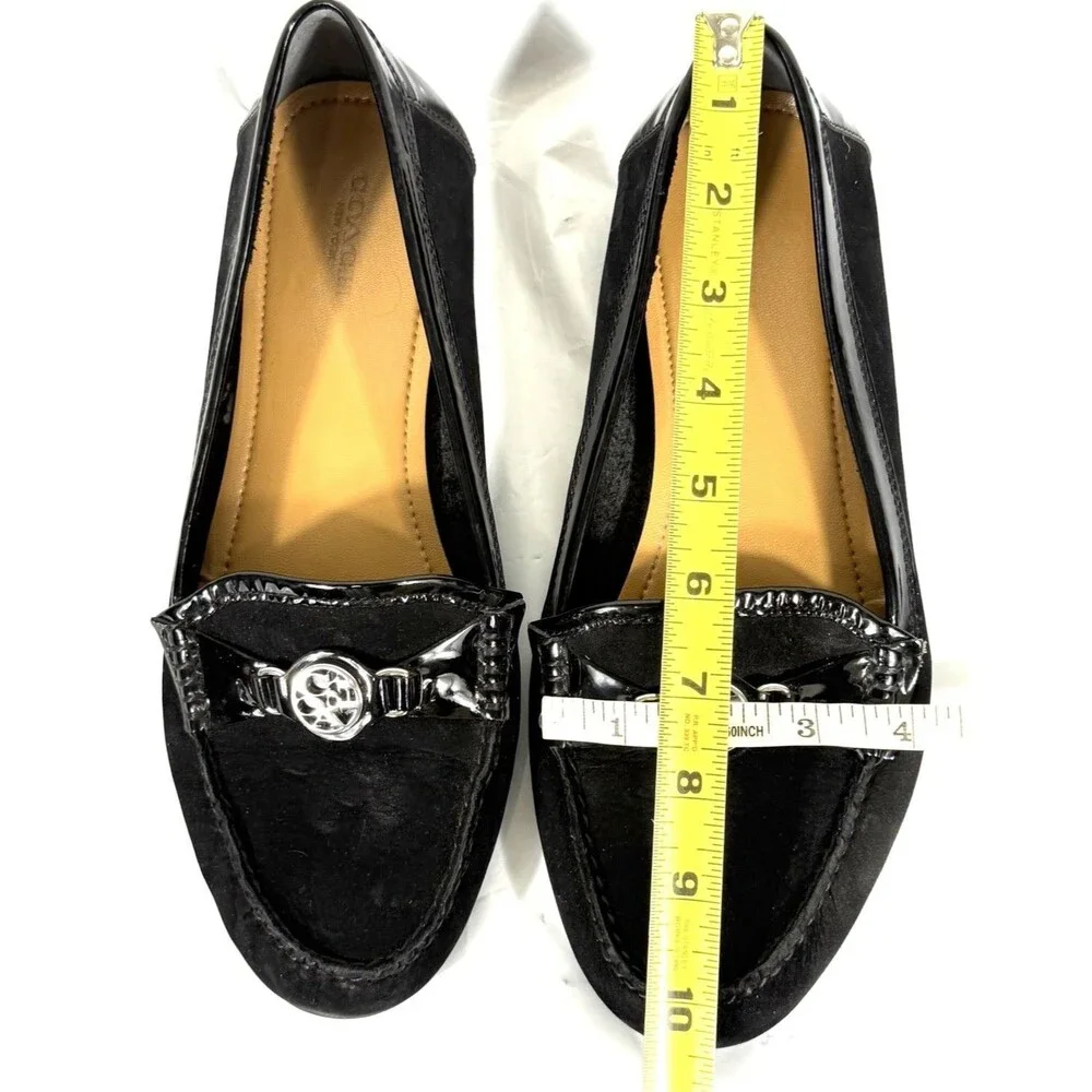 Coach Fonda Black Suede & Patent Leather Loafers Size 10B Minimalist